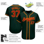 Personalized Authentic Baseball Jersey in Green Red-Gold Color Personalized Green Red-Gold Authentic Baseball Jersey