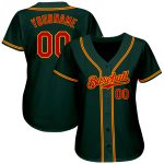 Personalized Authentic Baseball Jersey in Green Red-Gold Color Personalized Green Red-Gold Authentic Baseball Jersey
