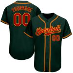 Personalized Authentic Baseball Jersey in Green Red-Gold Color Personalized Green Red-Gold Authentic Baseball Jersey