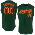Personalized Authentic Green Red-Gold Sleeveless Baseball Jersey Personalized Green Red-Gold Authentic Sleeveless Baseball