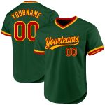 Custom Name Number Throwback Baseball Jersey - Personalized Green Red Gold Team Jersey Personalized Green Red-Gold Authentic