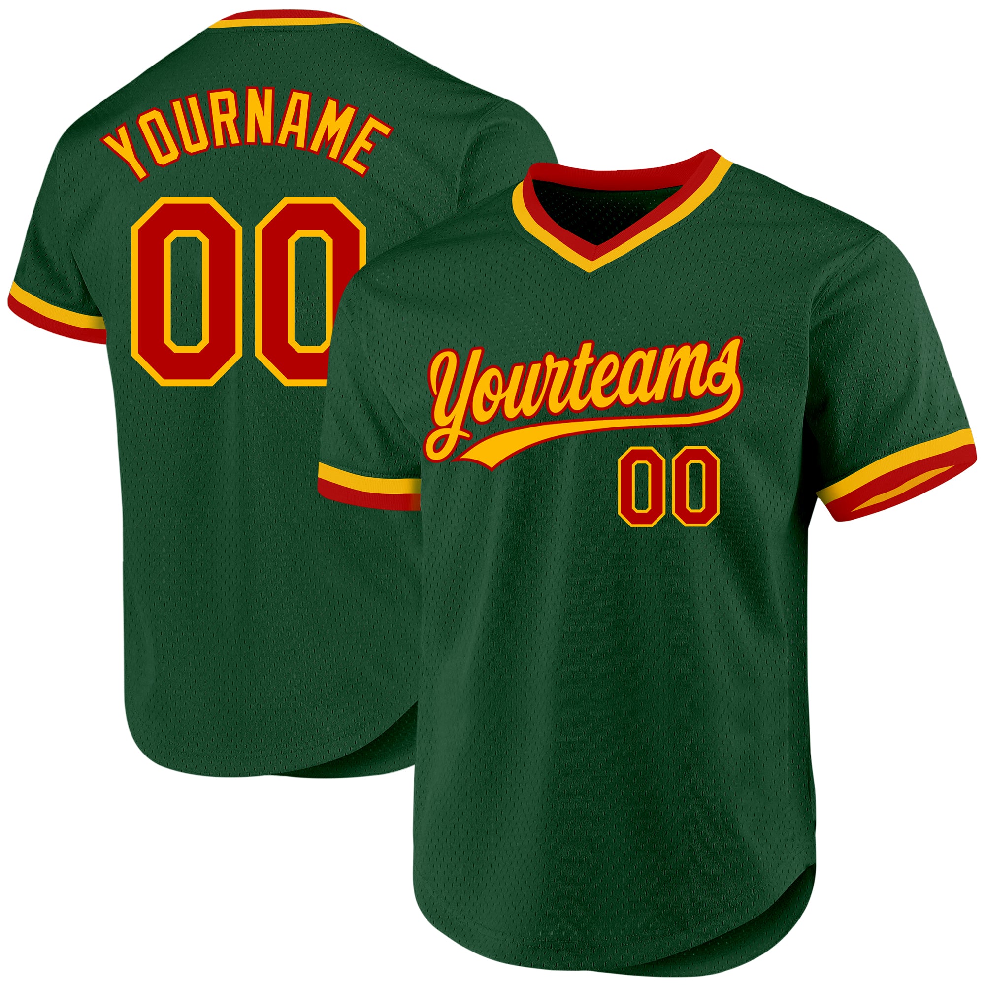 Custom Name Number Throwback Baseball Jersey - Personalized Green Red Gold Team Jersey Personalized Green Red-Gold Authentic