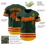 Customizable Authentic Baseball Jersey with Personalized Name & Number in Green Red-Gold Design Personalized Green Red-Gold