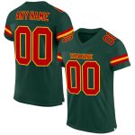 Custom Name Number Green Red-Gold Authentic Football Jersey - Personalized Team Apparel Personalized Green Red-Gold Mesh
