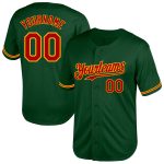 Custom Team Baseball Jersey Personalized Green Red-Gold Mesh Authentic with Name and Number - Throwback Style Personalized
