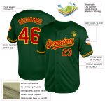 Custom Team Baseball Jersey Personalized Green Red-Gold Mesh Authentic with Name and Number - Throwback Style Personalized