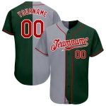 Custom Name and Number Authentic Split Baseball Jersey - Personalized Red Green Gray Fashion Team Jersey Personalized Green