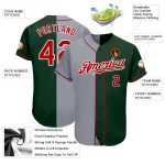 Custom Name and Number Authentic Split Baseball Jersey - Personalized Red Green Gray Fashion Team Jersey Personalized Green