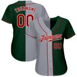 Custom Name and Number Authentic Split Baseball Jersey - Personalized Red Green Gray Fashion Team Jersey Personalized Green