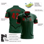Custom Name and Number Golf Polo Shirt - Personalized Performance Green Red Team Apparel Personalized Green Red Performance