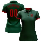 Custom Name and Number Golf Polo Shirt - Personalized Performance Green Red Team Apparel Personalized Green Red Performance