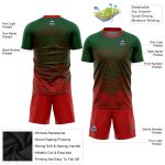 Custom Name and Number Soccer Jersey - Personalized Green and Red Sublimation Team Uniform Personalized Green Red Sublimation