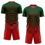 Custom Name and Number Soccer Jersey - Personalized Green and Red Sublimation Team Uniform Personalized Green Red Sublimation