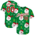 Personalized Christmas 3D Baseball Jersey in Green Red and White Colors Personalized Green Red-White Christmas 3D Authentic