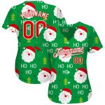 Personalized Christmas 3D Baseball Jersey in Green Red and White Colors Personalized Green Red-White Christmas 3D Authentic