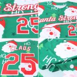 Personalized Christmas 3D Baseball Jersey in Green Red and White Colors Personalized Green Red-White Christmas 3D Authentic