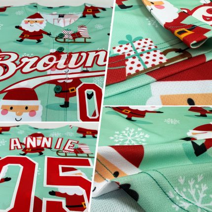 Custom Name and Number Christmas 3D Baseball Jersey - Personalized Green Red-White Team Apparel Personalized Green Red-White