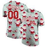 Custom Name Number Christmas 3D Performance T-Shirt - Personalized Green and Red-White Holiday Tee Personalized Green Red-White