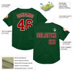 Custom Name and Number Authentic Throwback Baseball Jersey - Personalized Green Red-White Mesh Team Gear Personalized Green