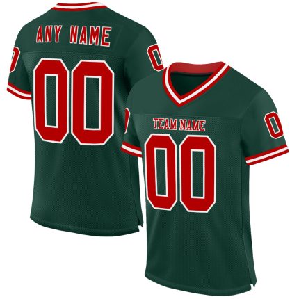 Custom Name Number Personalized Throwback Football Jersey - Green Red White Mesh Authentic Personalized Green Red-White Mesh