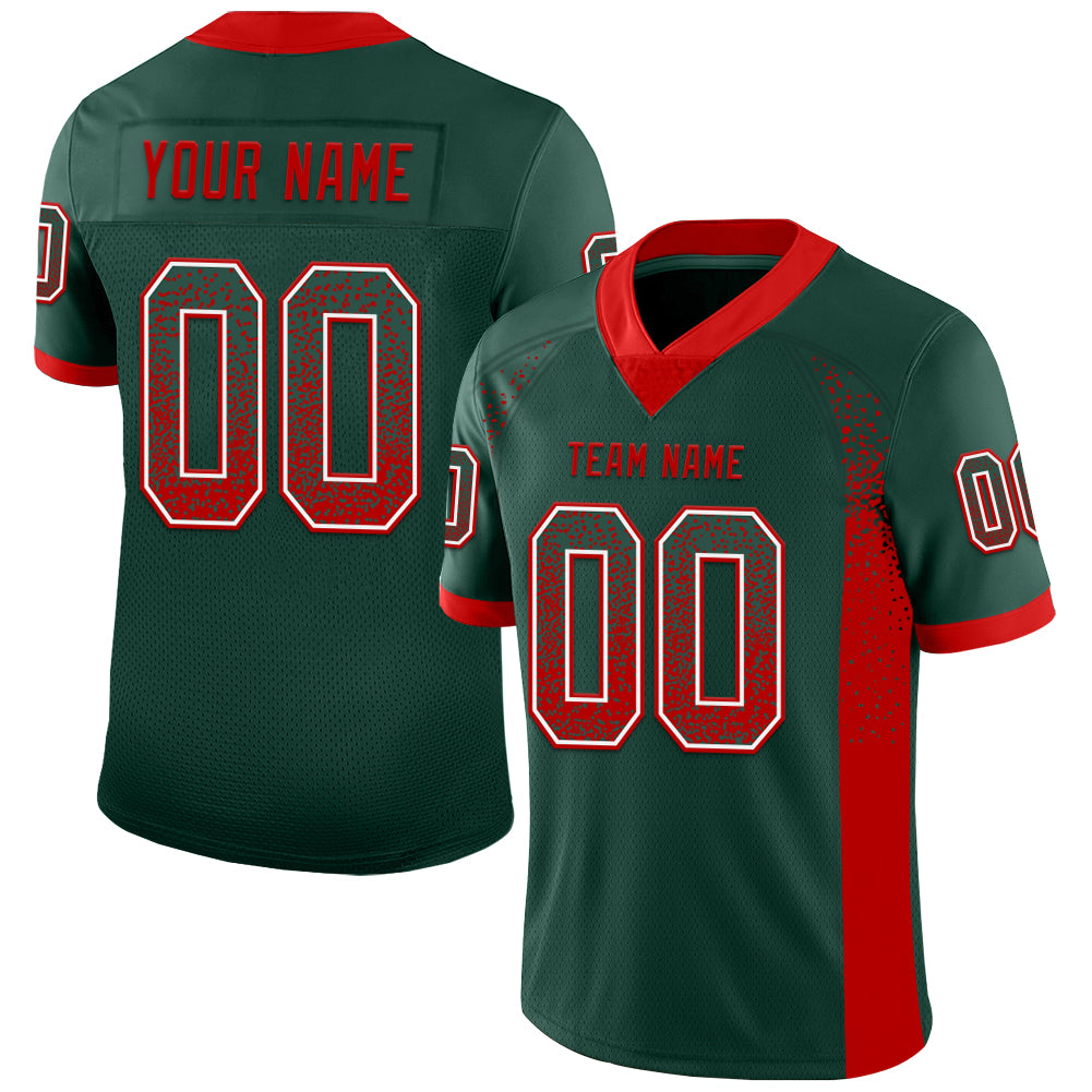 Customizable Green Red-White Mesh Fashion Football Jersey with Personalized Name and Number Personalized Green Red-White