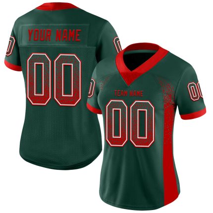 Customizable Green Red-White Mesh Fashion Football Jersey with Personalized Name and Number Personalized Green Red-White