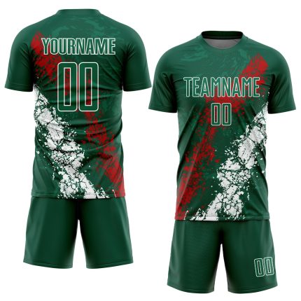 Custom Mexico Soccer Jersey with Sublimation, Personalized Red-White Design, Custom Name and Number Personalized Green Red-White