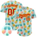 Personalized 3D Pattern Pineapple Baseball Jersey with Custom Name and Number - Green Red-Yellow Team Apparel Personalized
