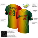 Custom Gradient 3D Pattern T-Shirt for Black History Month - Personalized Team Name and Number in Green, Red, Yellow, Black