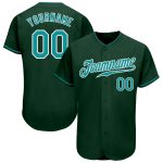 Custom Name Number Personalized Baseball Jersey - Authentic Green Teal White Team Jersey Personalized Green Teal-White Authentic