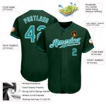 Custom Name Number Personalized Baseball Jersey - Authentic Green Teal White Team Jersey Personalized Green Teal-White Authentic