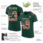 Custom Vintage USA Flag Football Jersey - Personalized Green Cream Team Design with Name and Number Personalized Green Vintage