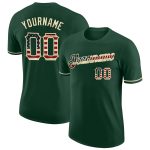 Custom Name and Number Vintage USA Flag Cream Performance T-Shirt - Personalized Green City Team Tee Personalized Green Vintage
