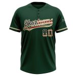 Personalized Vintage USA Flag Softball Jersey Unisex Two-Button Custom Name Number - City Cream Personalized Green Vintage