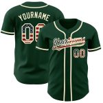 Custom Name and Number Vintage Green USA Flag Baseball Jersey - Authentic Cream Team Jersey Personalized Green Vintage USA