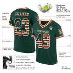 Custom Name Number Vintage USA Flag Football Jersey Cream-Red Mesh Authentic Throwback Football Team Apparel Personalized