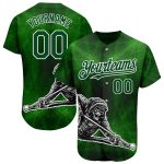Personalized Skeleton Playing Billiards Beer 3D Pattern Green White Custom Name Number Baseball Jersey Authentic Personalized
