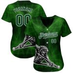 Personalized Skeleton Playing Billiards Beer 3D Pattern Green White Custom Name Number Baseball Jersey Authentic Personalized