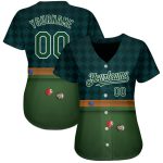 Custom Name and Number Billiards Baseball Jersey - Personalized Green White 3D Pattern Design Personalized Green White 3D