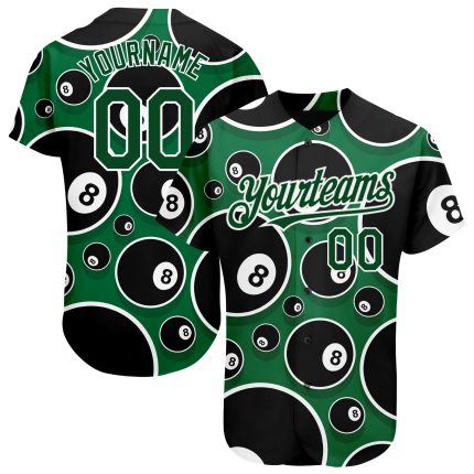 Personalized 3D Pattern Design Green White Baseball Jersey for Billiards Snooker 8 Ball Personalized Green White 3D Pattern
