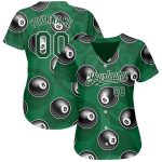 Custom Name and Number 3D Pattern Design Billiards Snooker Jersey - Personalized Green White Baseball Team Jersey Personalized