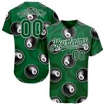 Custom Name and Number 3D Pattern Design Billiards Snooker Jersey - Personalized Green White Baseball Team Jersey Personalized