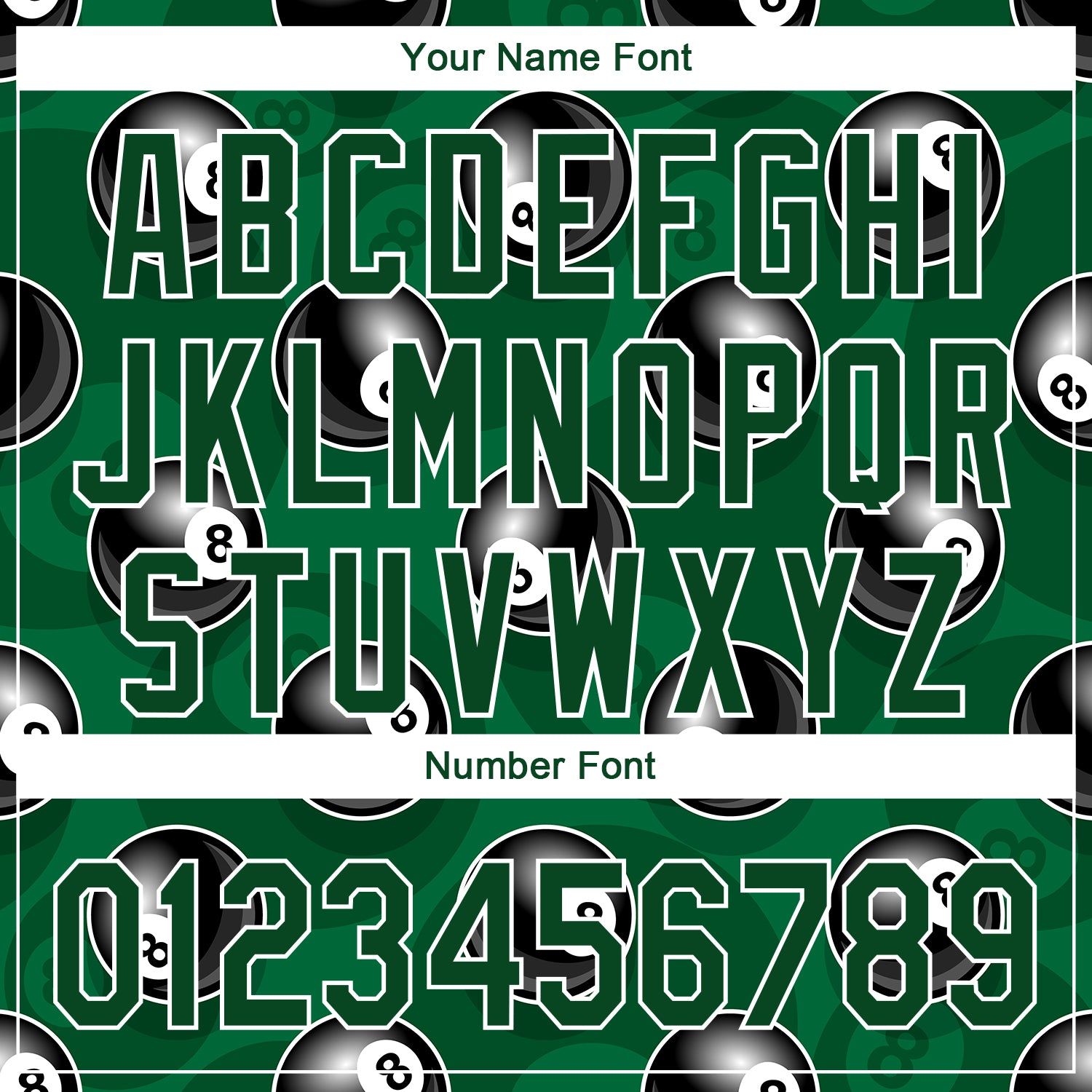 Personalized Green White 3D Pattern Design Billiards Snooker 8 Ball Authentic Baseball Jersey Team Custom Name and Number Custom Name and Number 3D Pattern Design Billiards Snooker Jersey - Personalized Green White Baseball Team Jersey Personalized - Image 5