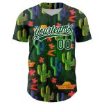 Custom Name Number Cactus Festival Baseball Jersey 3D Pattern Green White Design Authentic Personalized Green White 3D Pattern