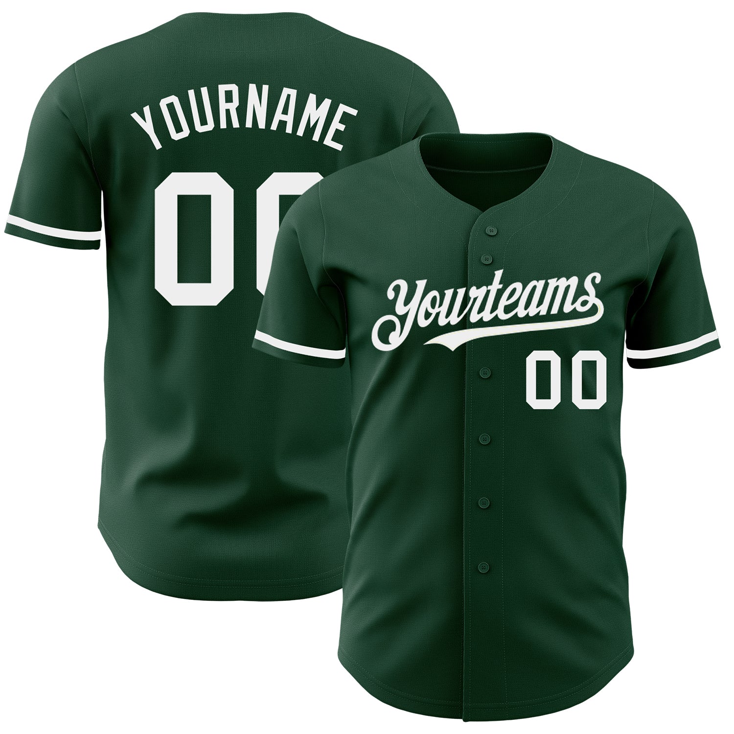 Custom Team Baseball Jersey with Personalized Name and Number in Green and White Personalized Green White Authentic Baseball