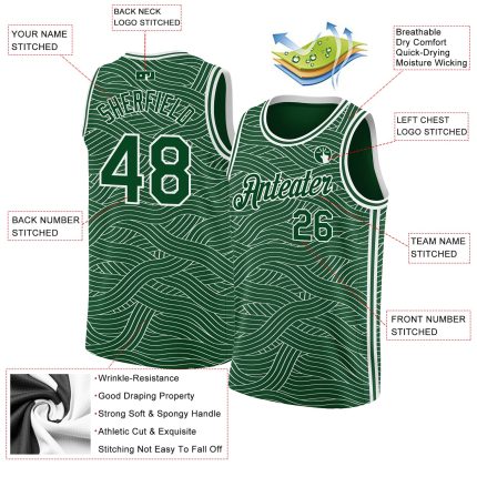 Custom Name Number Personalized Green White City Edition Basketball Jersey Personalized Green White Authentic City Edition