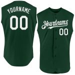 Custom Name Number Personalized Green White Authentic Sleeveless Baseball Jersey for Team Personalized Green White Authentic