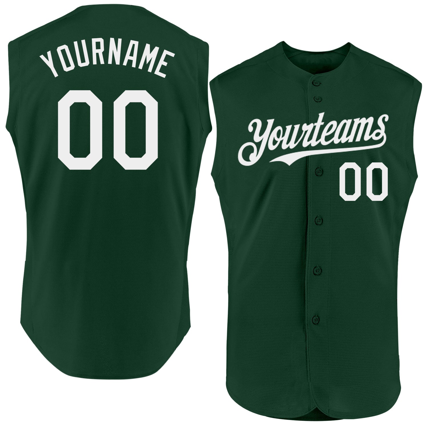 Custom Name Number Personalized Green White Authentic Sleeveless Baseball Jersey for Team Personalized Green White Authentic