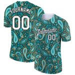 Custom Team Name & Number Performance T-Shirt - Personalized 3D Floral Design in Green, White & Black Personalized Green
