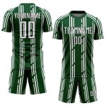 Custom Sublimation Soccer Jersey Personalized with Name and Number - Green White Black Pinstripe Uniform Personalized Green